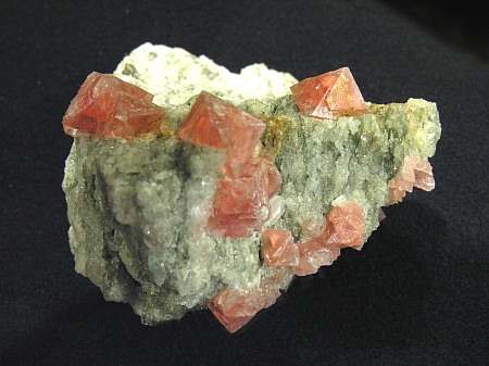 Rosa Fluorit-Kristalle auf Matrix| Frunthorn, GR; B: 8cm (Sammlung Alex Derungs)