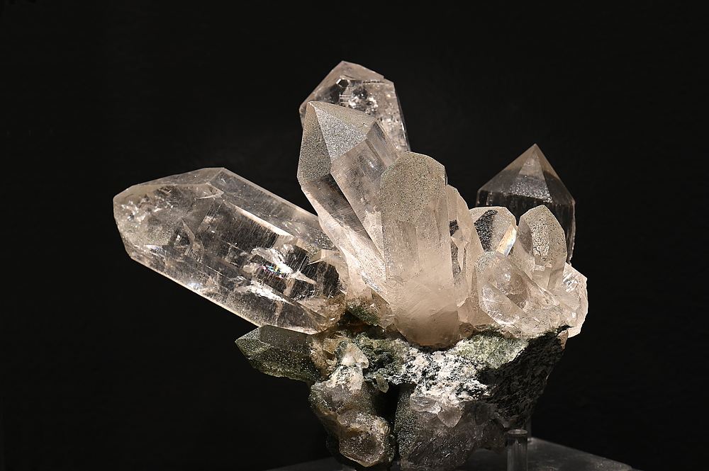 Bergkristall-Stufe mit Chlorit| B: 16 cm; F: Cavrein, GR; Sammlung: Fidel Levy