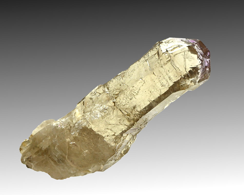 Zepteramethyst auf hellem Rauchquarz | B: 7 cm; F: Ahrntal; Sammlung: Alexander Brugger