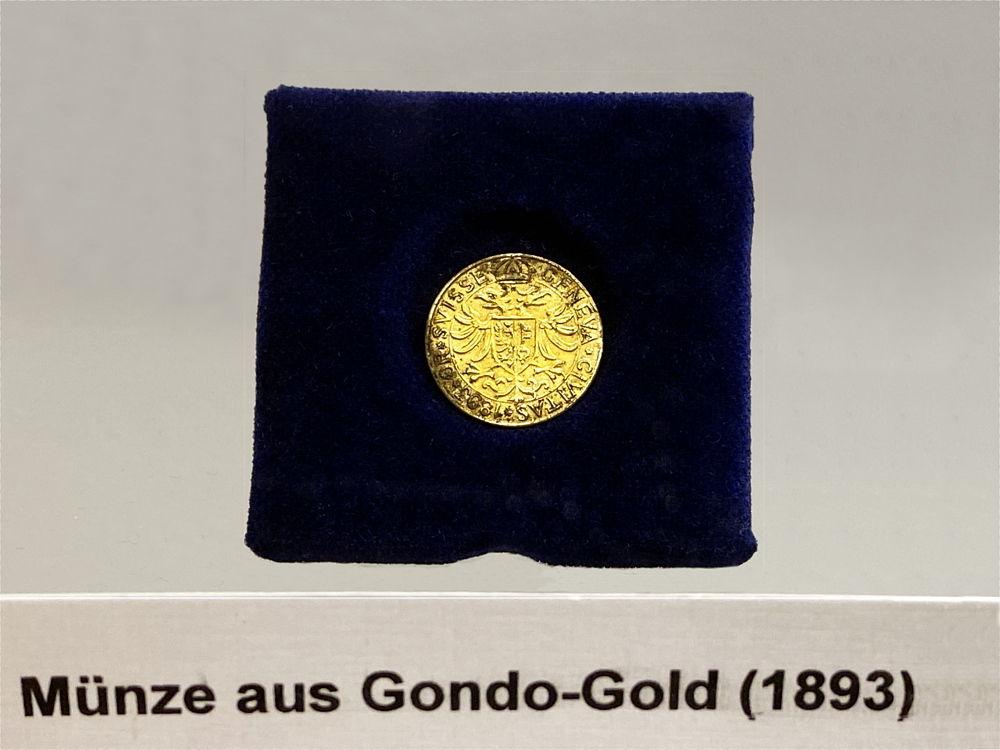 Münze aus Gondo-Gold Ø: 1 cm, F: Gondo, VS| und die Leute freute es