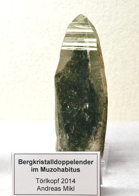 Bergkristalldoppelender im Muzohabitus| H: 10 cm; F: Törlkopf, Kärnten; Finder: Andreas Mikl, 2014