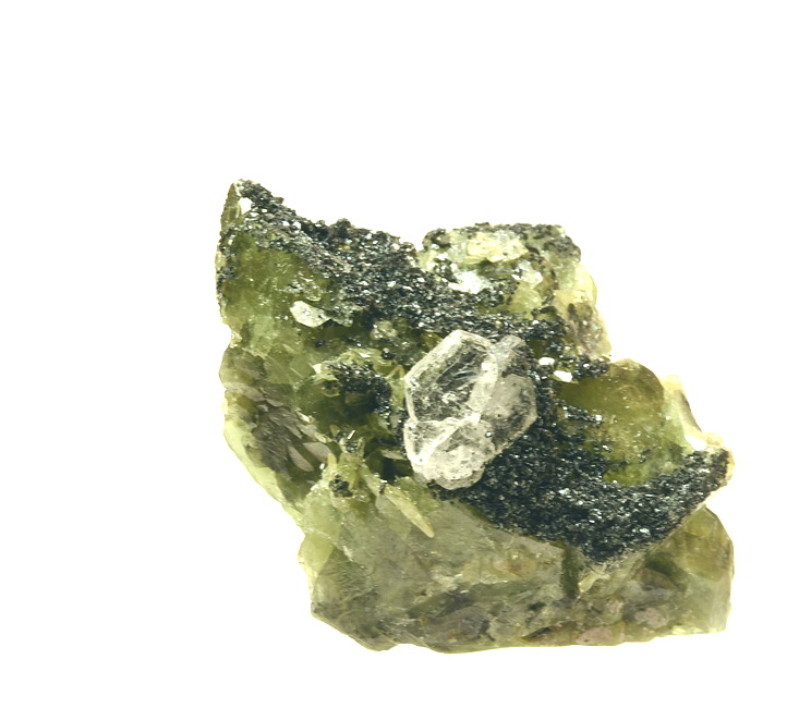 Apatit auf Titanit mit Chlorit| B: 3 cm; F: Ankogelgruppe, Kärnten; Finder: Andreas Mikl, 2016