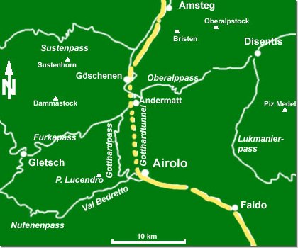 Übersichtskarte Gotthard - Airolo