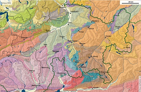 Geologie von Graubünden (Quelle: Atlas der Schweiz Ver. 2.0)