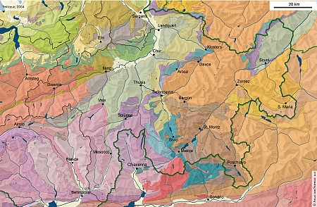 Geologie von Graubünden (Quelle: Atlas der Schweiz Ver. 2.0)
